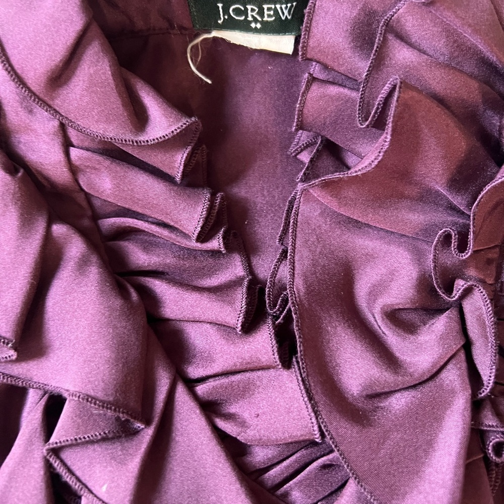 J. Crew Plum Ruffle Front Blouse - Picture 2 of 3
